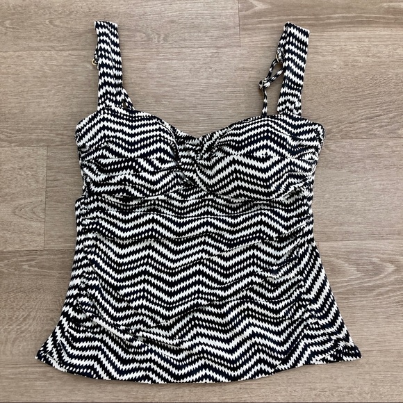 2BAMBOO Twist Underwire Tankini Swim Top Zig Zag Print - Picture 4 of 13